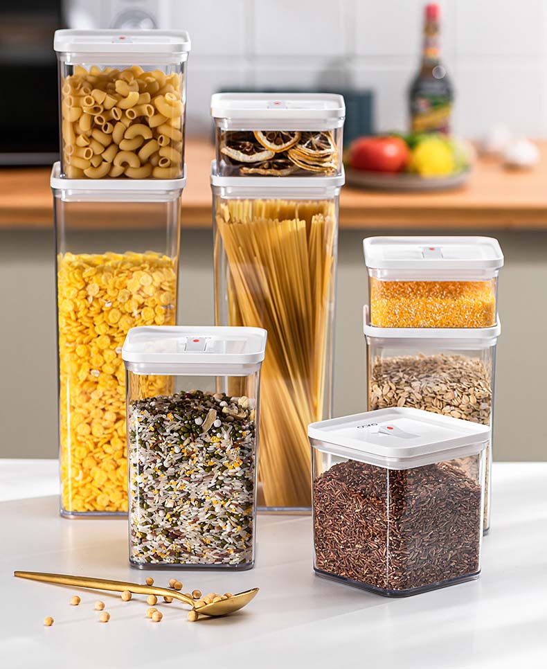 OSW Plastic Food Storage Containers With Easy Locking Seal Lids For Nuts Dry Food Kitchen Food Grade ABS Material