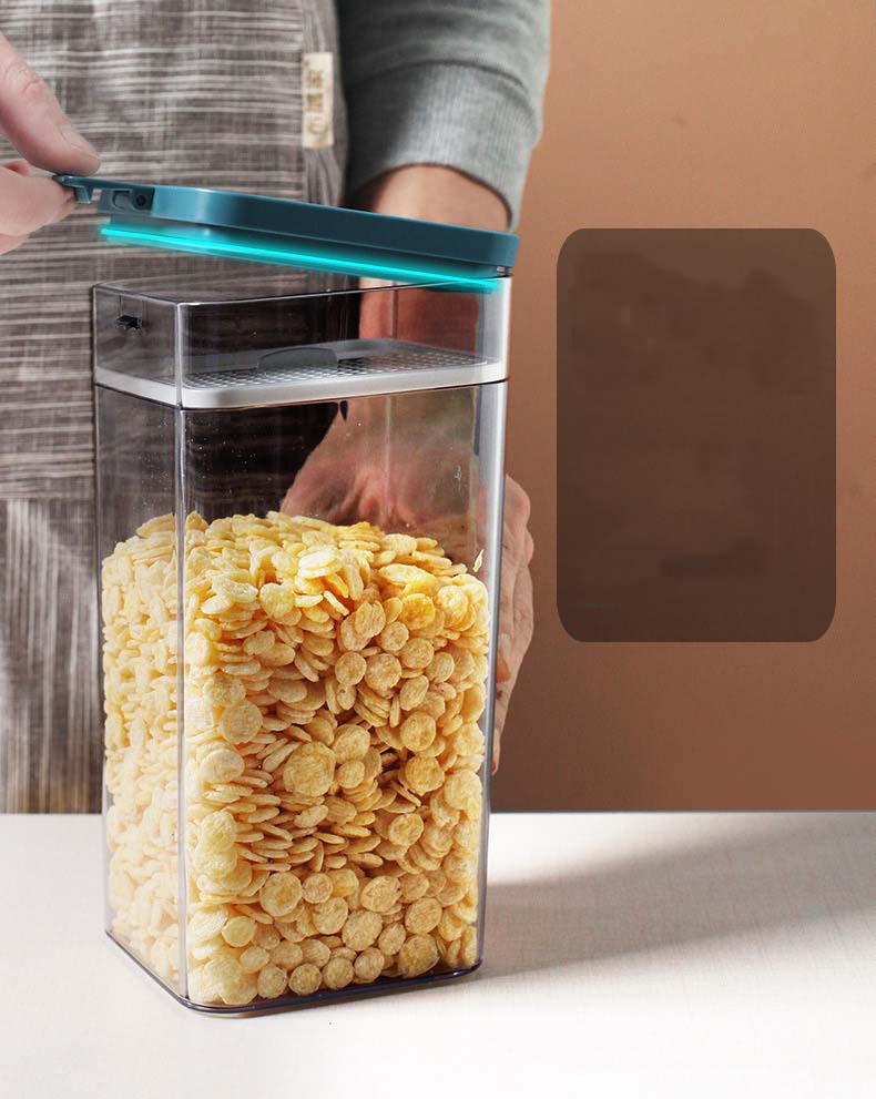 OSW Square Food-Grade Sealed Damp-Proof Plastic Cereal Storage Containers With Snap Joint Lids For Kitchen Fridge Organization