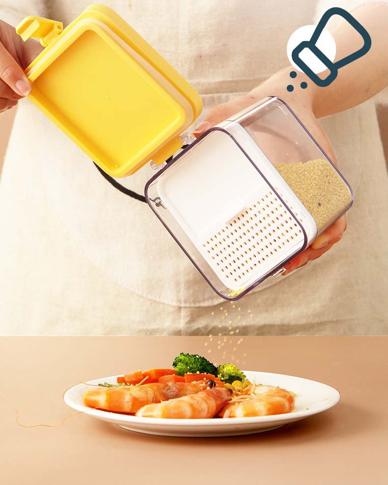OSW Square Food-Grade Sealed Damp-Proof Plastic Cereal Storage Containers With Snap Joint Lids For Kitchen Fridge Organization