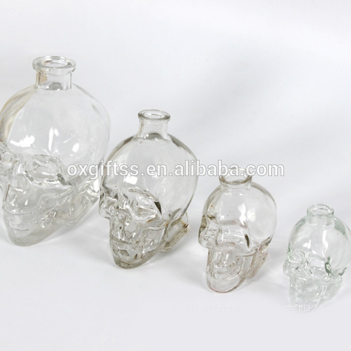 OXGIFT Wholesale 100ml 180ml 400ml 750ml skull Crystal glass empty wine bottle