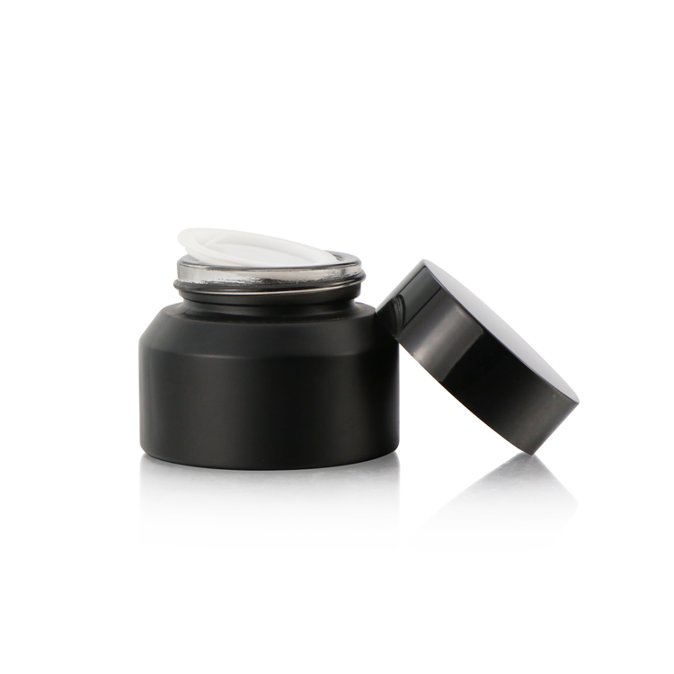 Oblique shoulder unique cosmetic jar 20g 30g 50g 100g black frosted beauty body cream jars for sale