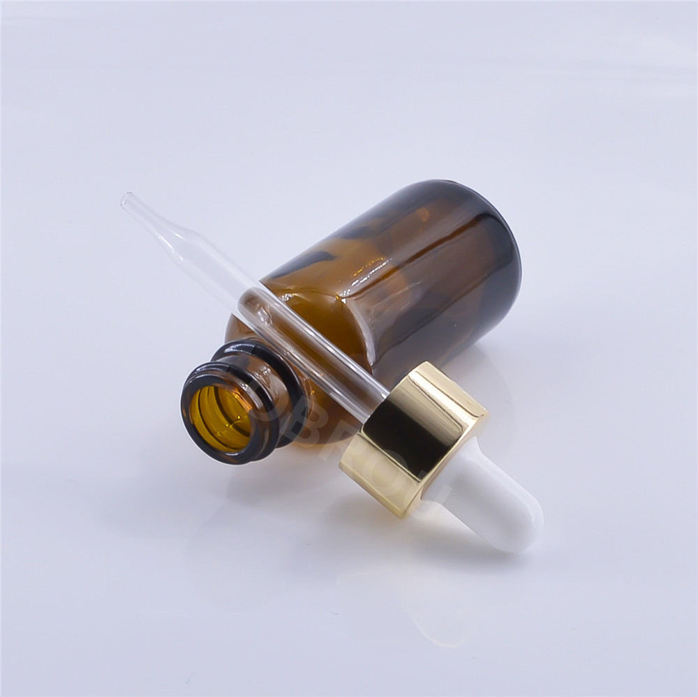 Obrou 30ml 60ml 120ml clear boston glass dropper bottle liquid bottle empty essential oil bottles with silver cap