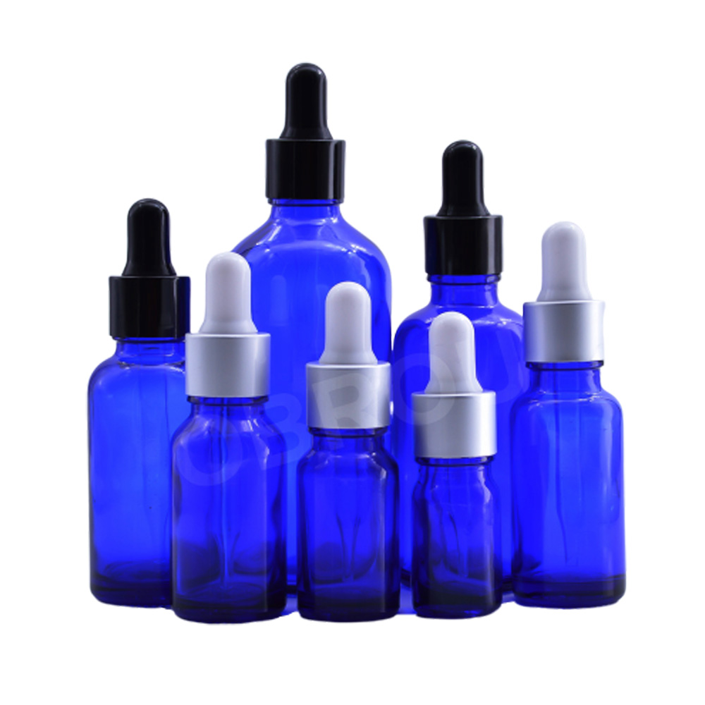 Obrou Blue Glass Dropper Bottles 10ml 15ml 30ml 50ml 100ml Blue e liquid bottles Oil Bottles with Best Price