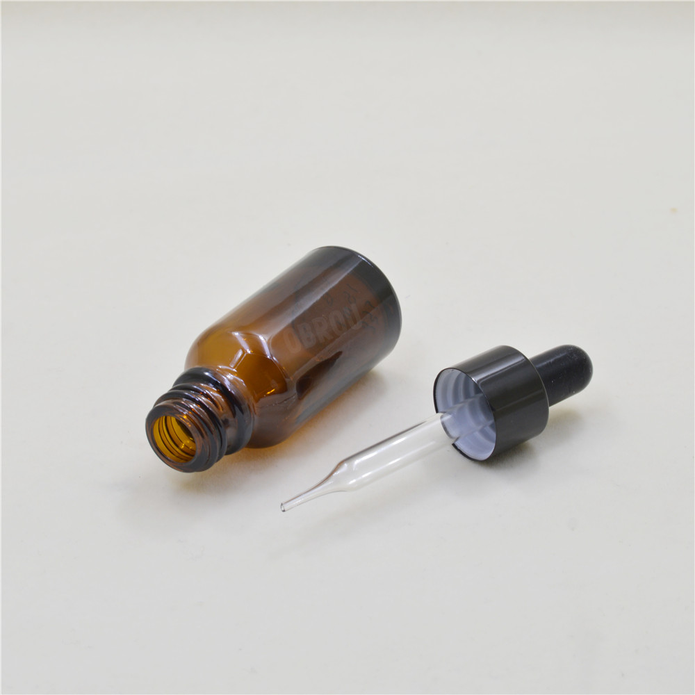 Obrou amber bottles 5ml 10ml 15ml 20ml 30ml 50ml 100ml brown glass liquid oil dropper bottle with black aluminum dropper cap