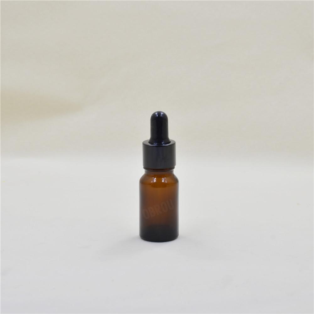 Obrou amber bottles 5ml 10ml 15ml 20ml 30ml 50ml 100ml brown glass liquid oil dropper bottle with black aluminum dropper cap