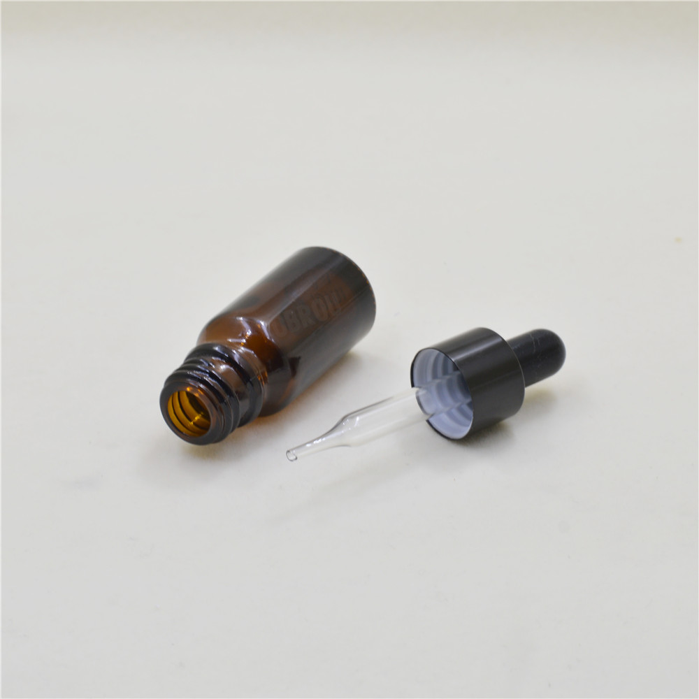 Obrou amber bottles 5ml 10ml 15ml 20ml 30ml 50ml 100ml brown glass liquid oil dropper bottle with black aluminum dropper cap