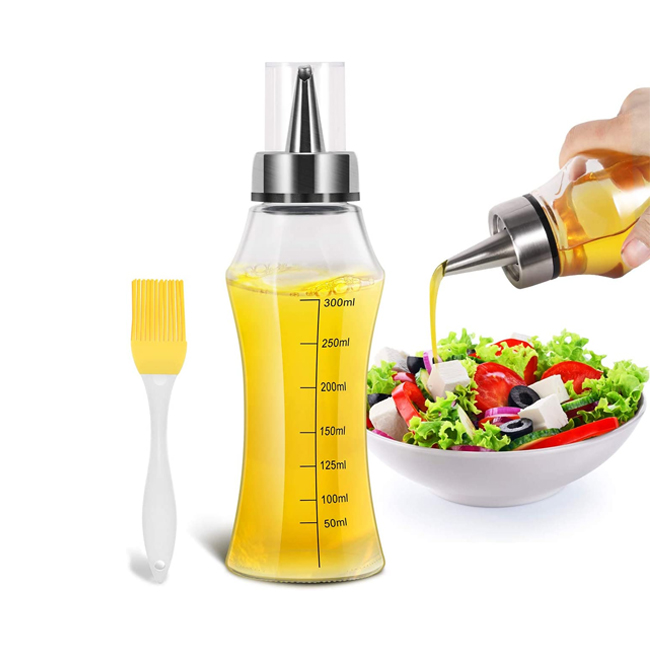 Oil Bottle 400 ml Leak-proof Vinegar Dispenser Oil Bottle Glass Stainless Steel Glass Olive Oil