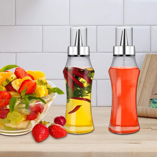 Oil Bottle 400 ml Leak-proof Vinegar Dispenser Oil Bottle Glass Stainless Steel Glass Olive Oil
