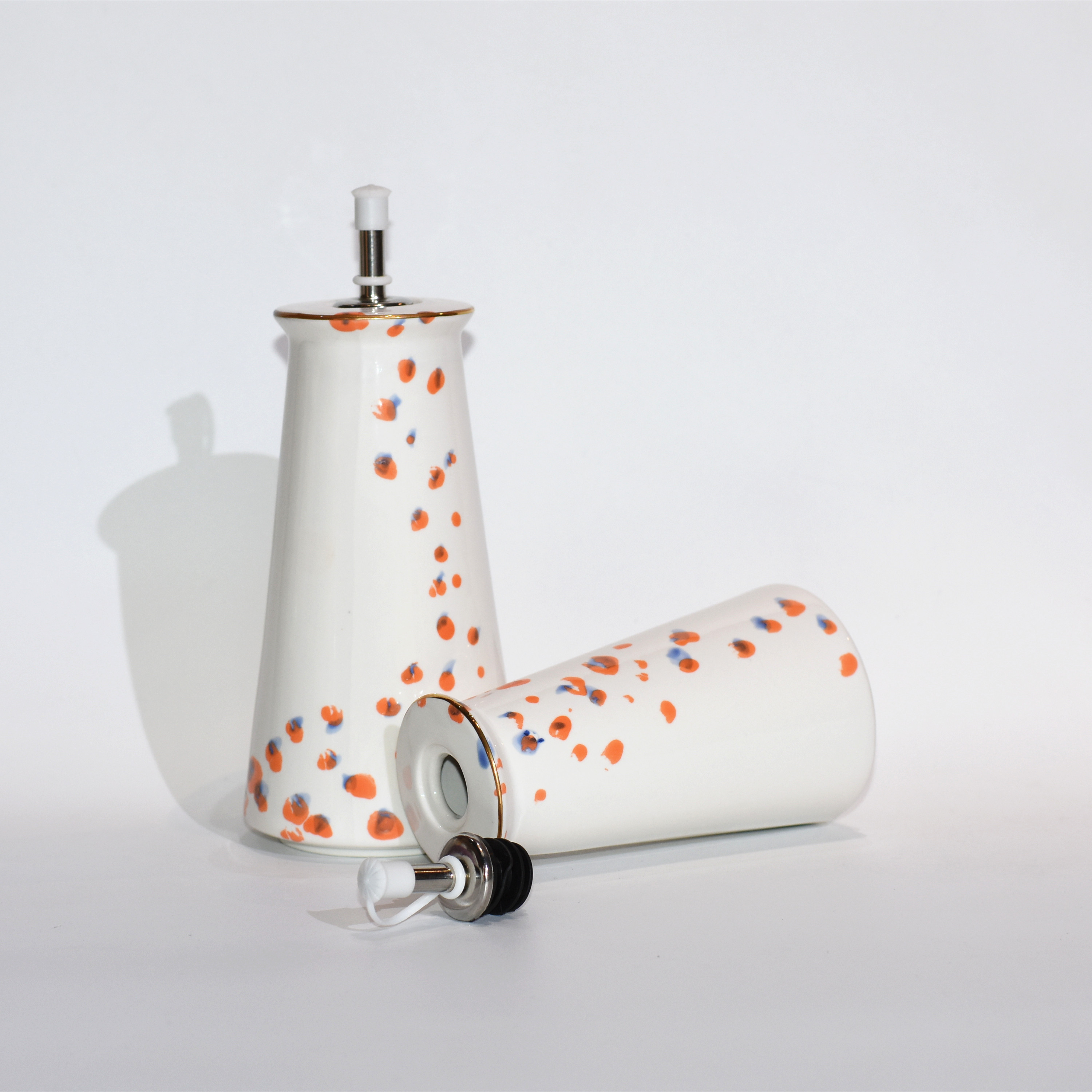 Oil Bottle Manager For Family Hand Painted Ceramic Oil Vinegar Bottles Set