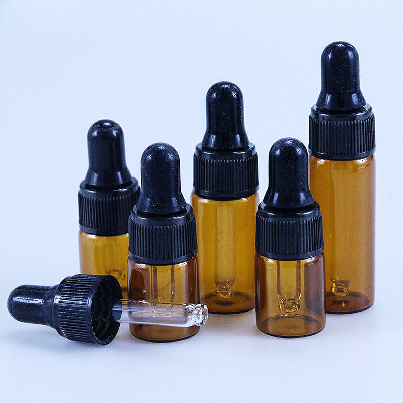 Oil Dropper Bottle 2ml 3ml 5ml Essential Oil Sub-Bottle Small Tan Essential Glass Oil Dropper Bottle