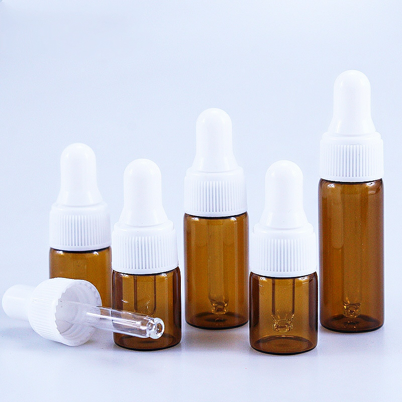 Oil Dropper Bottle 2ml 3ml 5ml Essential Oil Sub-Bottle Small Tan Essential Glass Oil Dropper Bottle