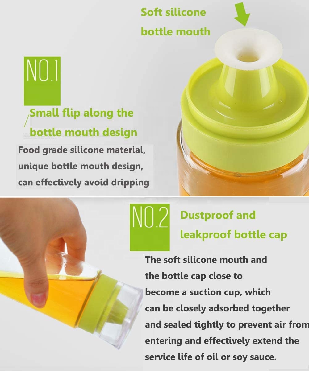 Oil Dropper Glass Bottle Olive Oil and Vinegar Dispenser Bottle With cover Leak proof Pour Spout