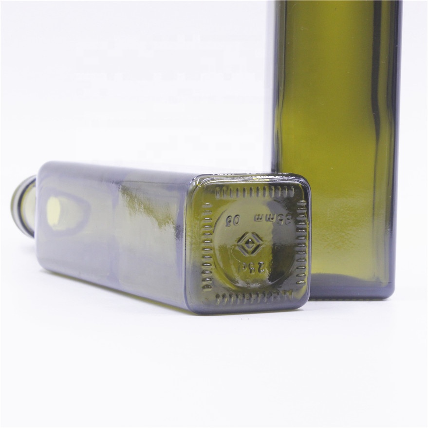 Oil Glass Bottle Olive Dark Green 250ml 750 Ml Essential Oil Cooking Oil Screw Cap Decal