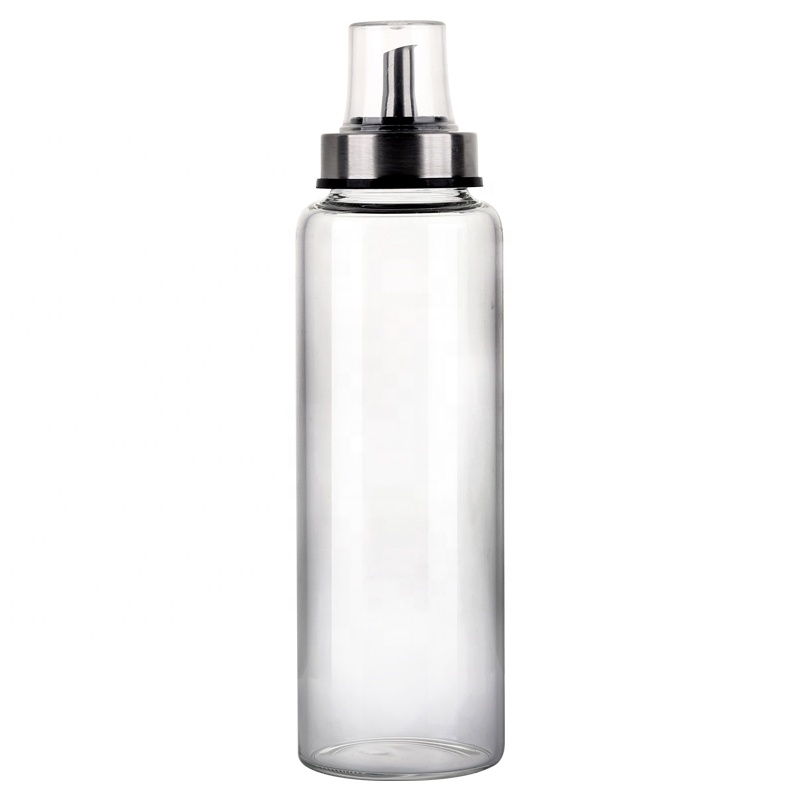 Oil Sauce Vinegar Bottle Pyrex Glass Dispenser Clear 500Ml 1000ML Borosilicate Round Glass Cruet With Pour