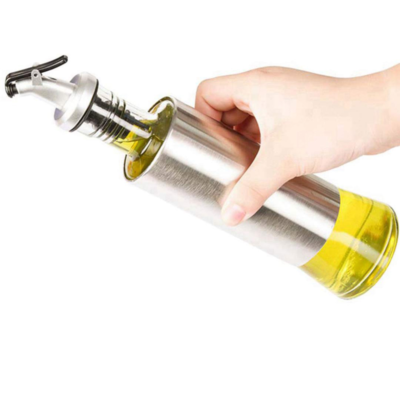 Oil Vinegar and Soy Sauce Dispenser Bottle Olive Oil Dispenser Cruet Pourer Bottle Container Stainless Steel Protection