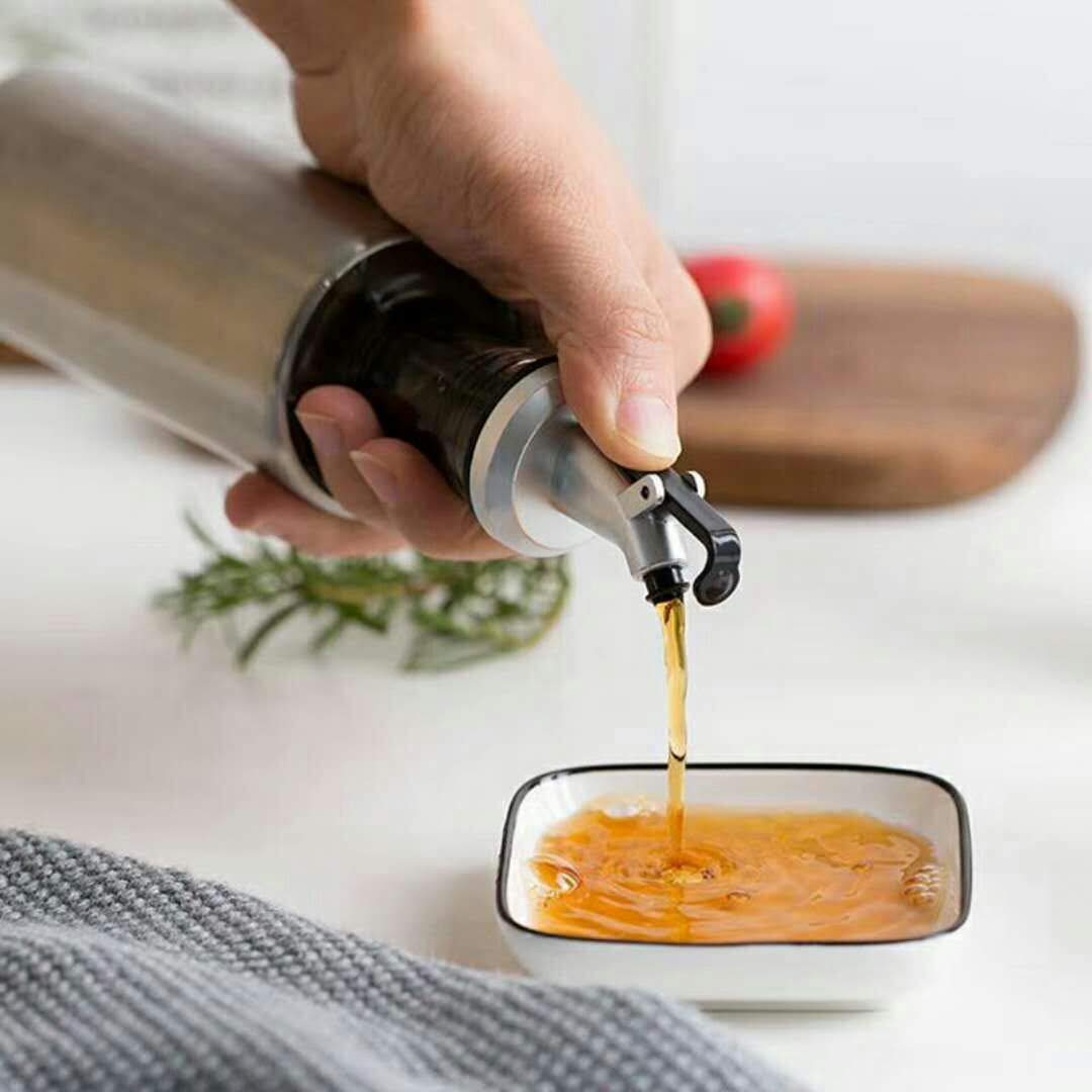 Oil Vinegar and Soy Sauce Dispenser Bottle Olive Oil Dispenser Cruet Pourer Bottle Container Stainless Steel Protection