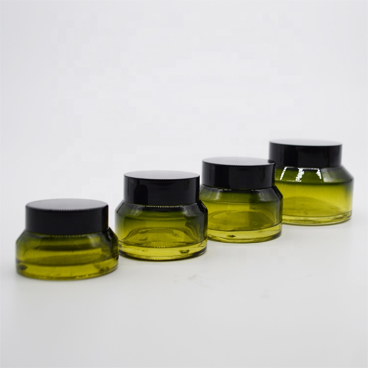 Olive Green Glass Cosmetics Bottle and Skin Care Cream Empty Pump or Lotion Toner Cosmetic Glass Bottle