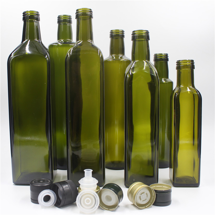 Olive Oil Bottle Green and Clear Square Glass Cooking Oil Dark Green 750ml Acid Etch Liquorpac 39984pcs CN;SHN OB4007 268mm 500g