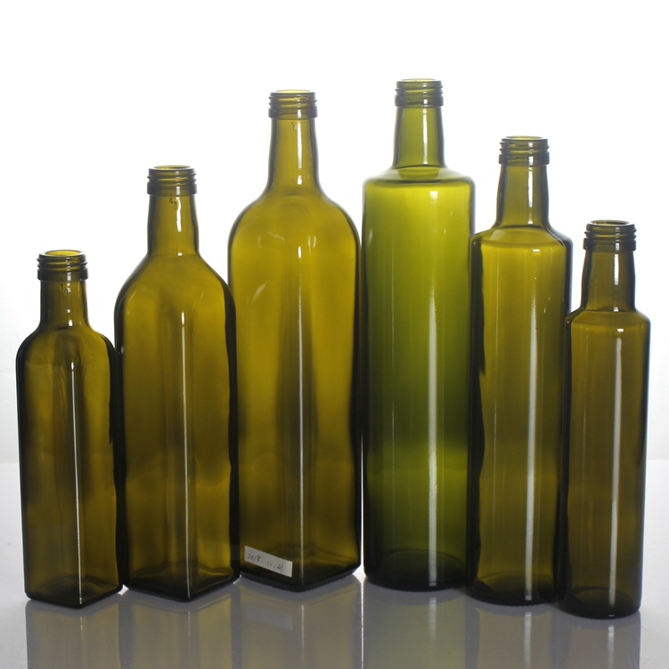 Olive Oil Bottle Green and Clear Square Glass Cooking Oil Dark Green 750ml Acid Etch Liquorpac 39984pcs CN;SHN OB4007 268mm 500g