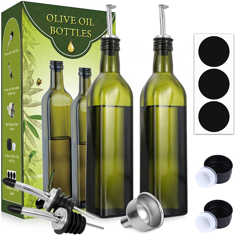 Olive Oil and Vinegar Dispenser Glass Dispenser Bottles Set Cooking Oil Dispenser Set