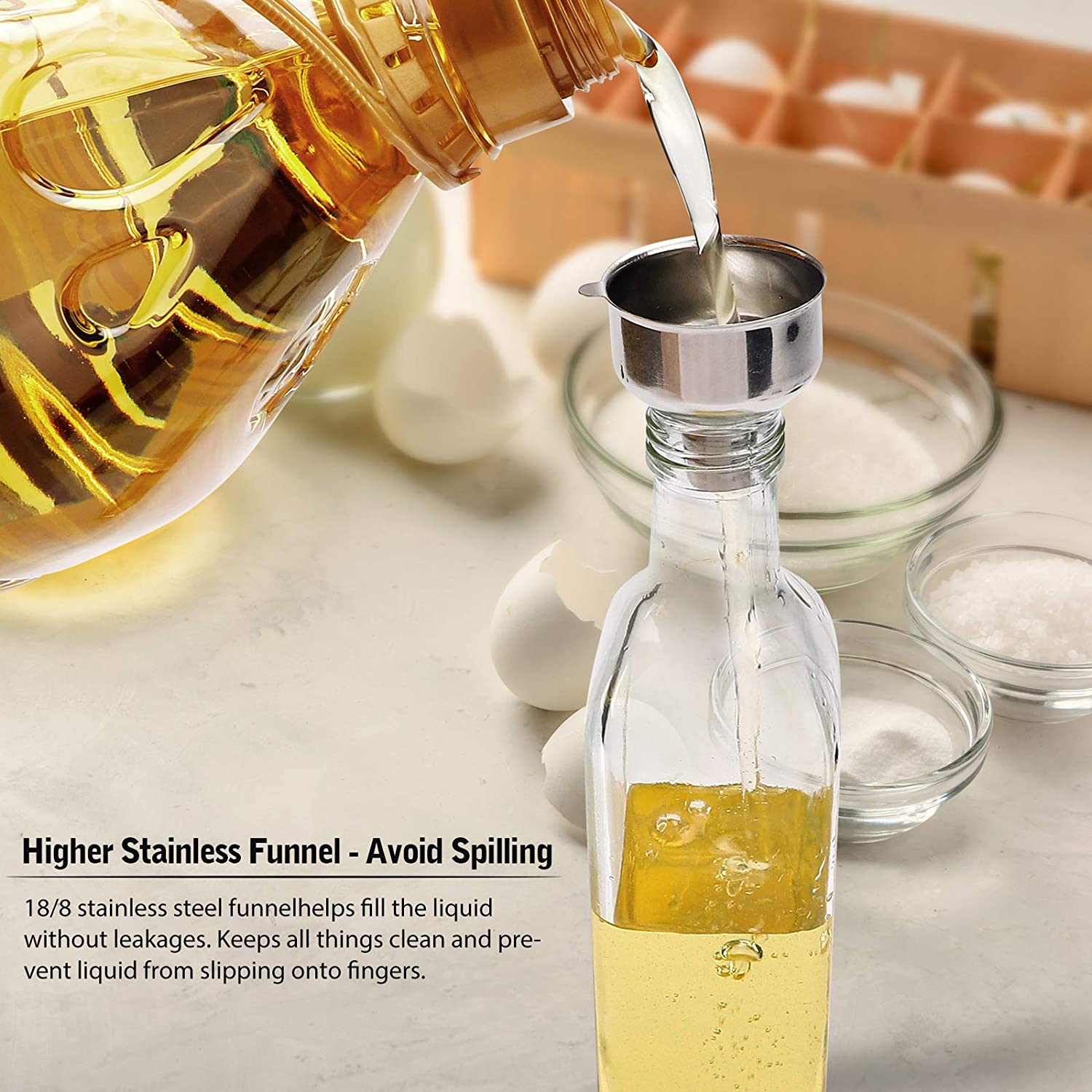 Olive oil and vinegar dispenser set Clear glass bottle suitable for cooking