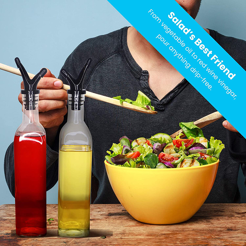 Olive oil and vinegar dispenser set Clear glass bottle suitable for cooking