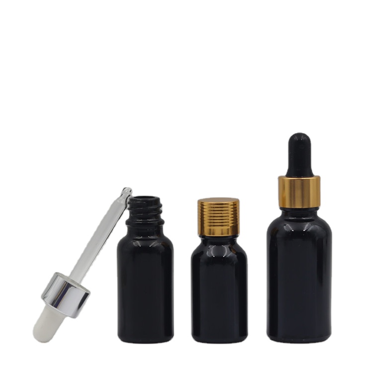 On sale free sample empty cosmetic black essential oil bottle with dropper