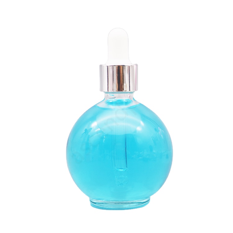 On sale round clear 30ml 50ml 75ml cosmetic oil bottle medicine oil liquid bottle with screw cap for body care