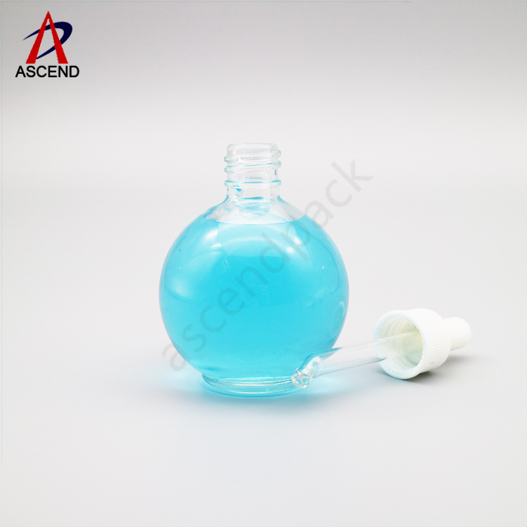 On sale round clear 30ml 50ml 75ml cosmetic oil bottle medicine oil liquid bottle with screw cap for body care