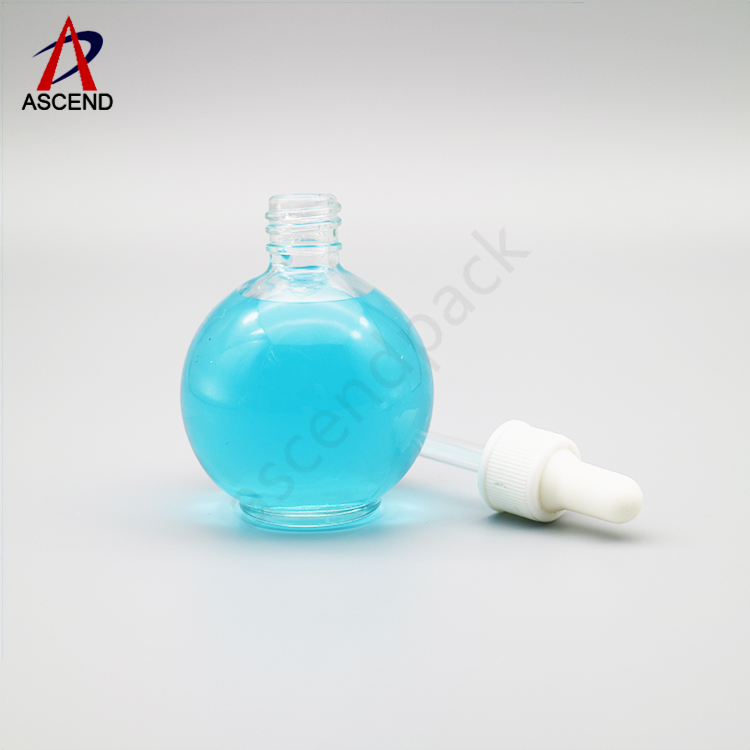 On sale round clear 30ml 50ml 75ml cosmetic oil bottle medicine oil liquid bottle with screw cap for body care