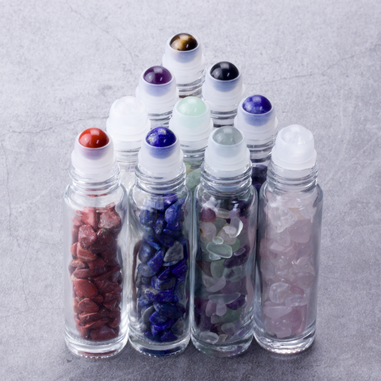 Online Customization Luxury 5ml 10ml 15ml gemstone roller ball glass essential oil perfume bottle