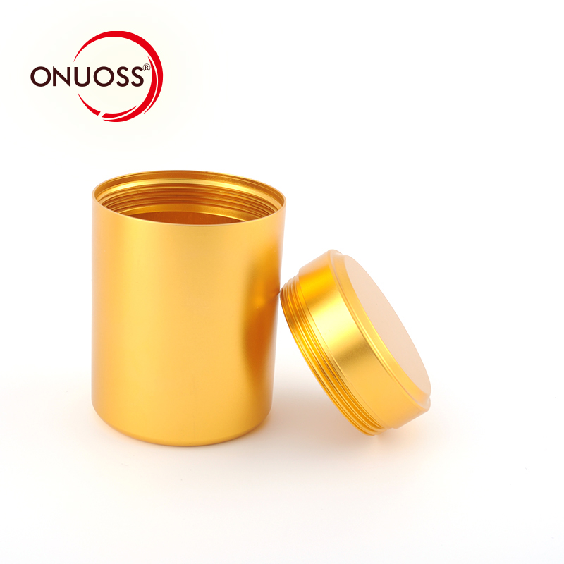 Onuoss JL-034Y-2 OEM Smoking Accessories Items Canister Small Size Tea Package Round Shape Custom Logo Metal  Stash Jar