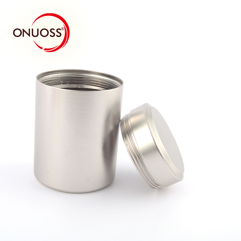 Onuoss JL-034Y-2 OEM Smoking Accessories Items Canister Small Size Tea Package Round Shape Custom Logo Metal Stash Jar