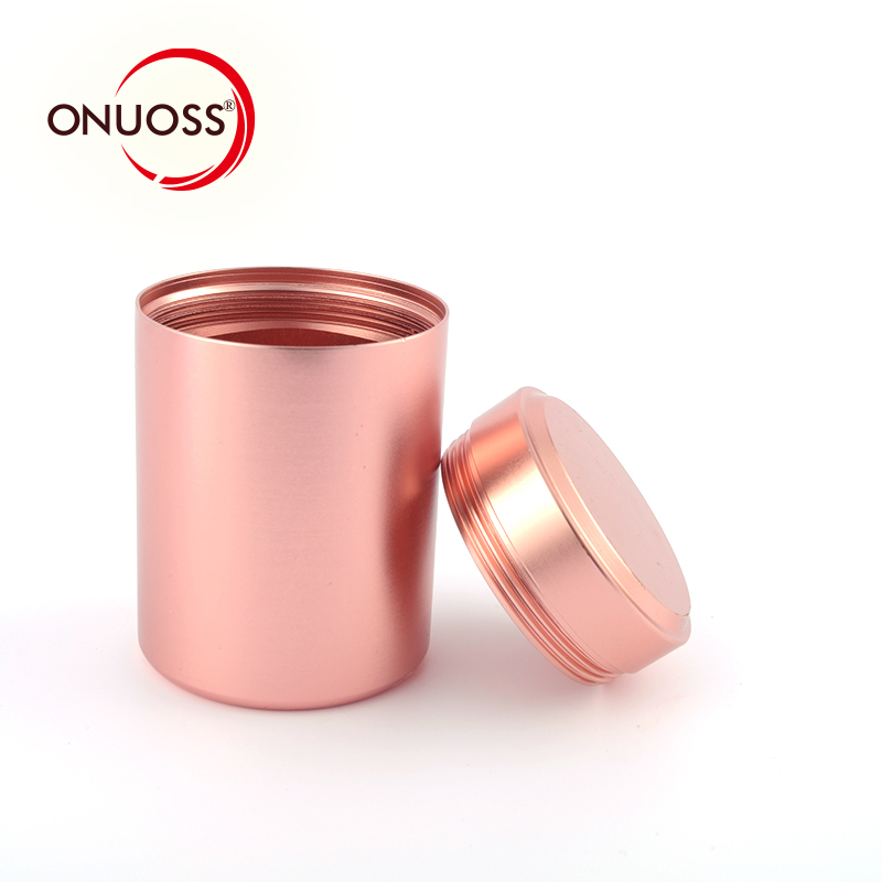 Onuoss JL-034Y-2 OEM Smoking Accessories Items Canister Small Size Tea Package Round Shape Custom Logo Metal Stash Jar