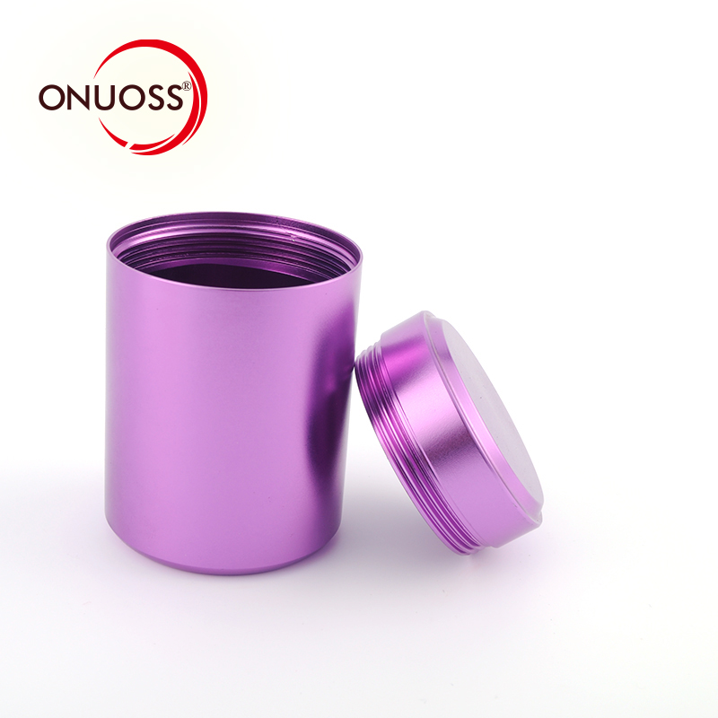 Onuoss JL-034Y-2 OEM Smoking Accessories Items Canister Small Size Tea Package Round Shape Custom Logo Metal Stash Jar