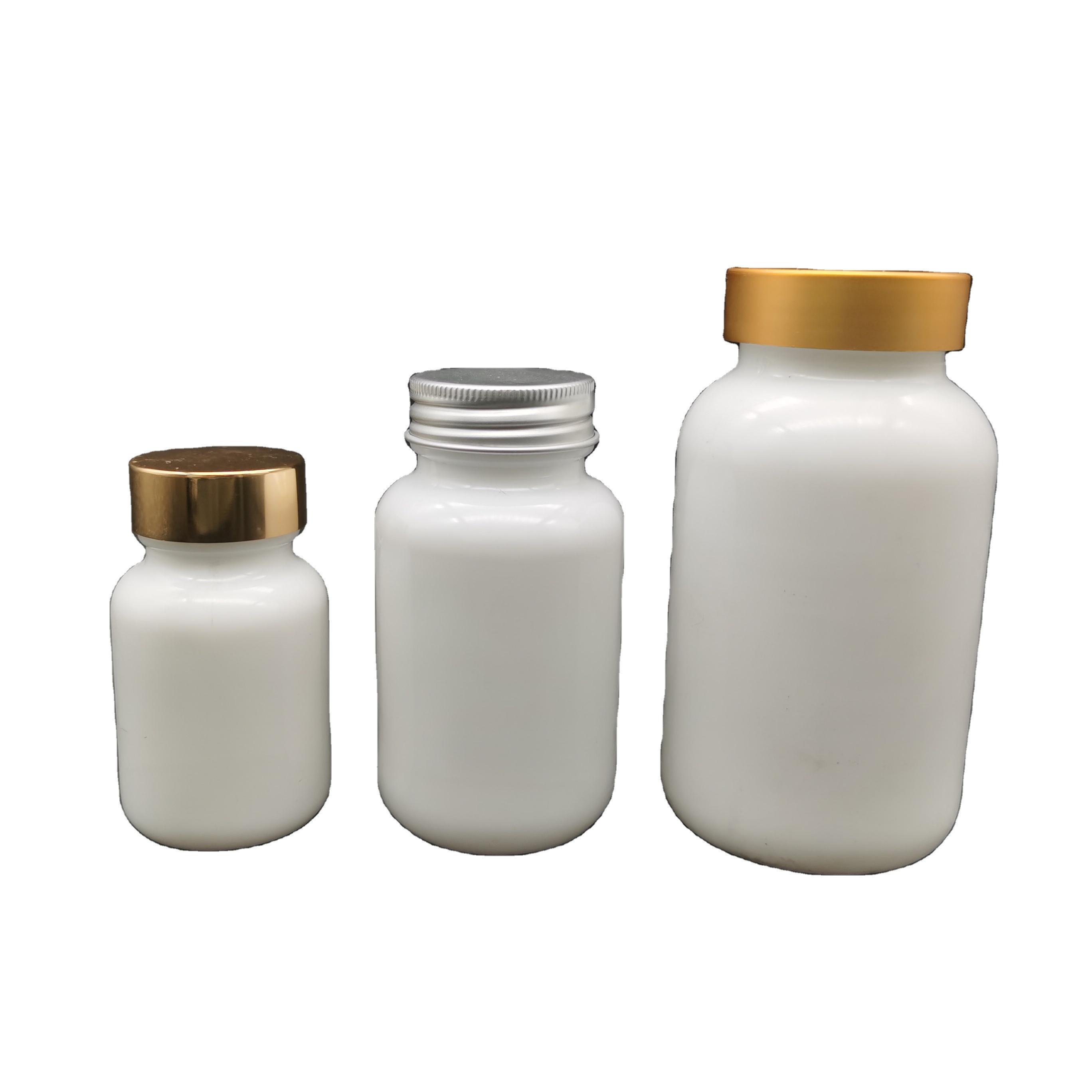 Opal glass white color 60 120 250ml Medicine glass wide mouth pill bottles with Pressure Sensitive Liner
