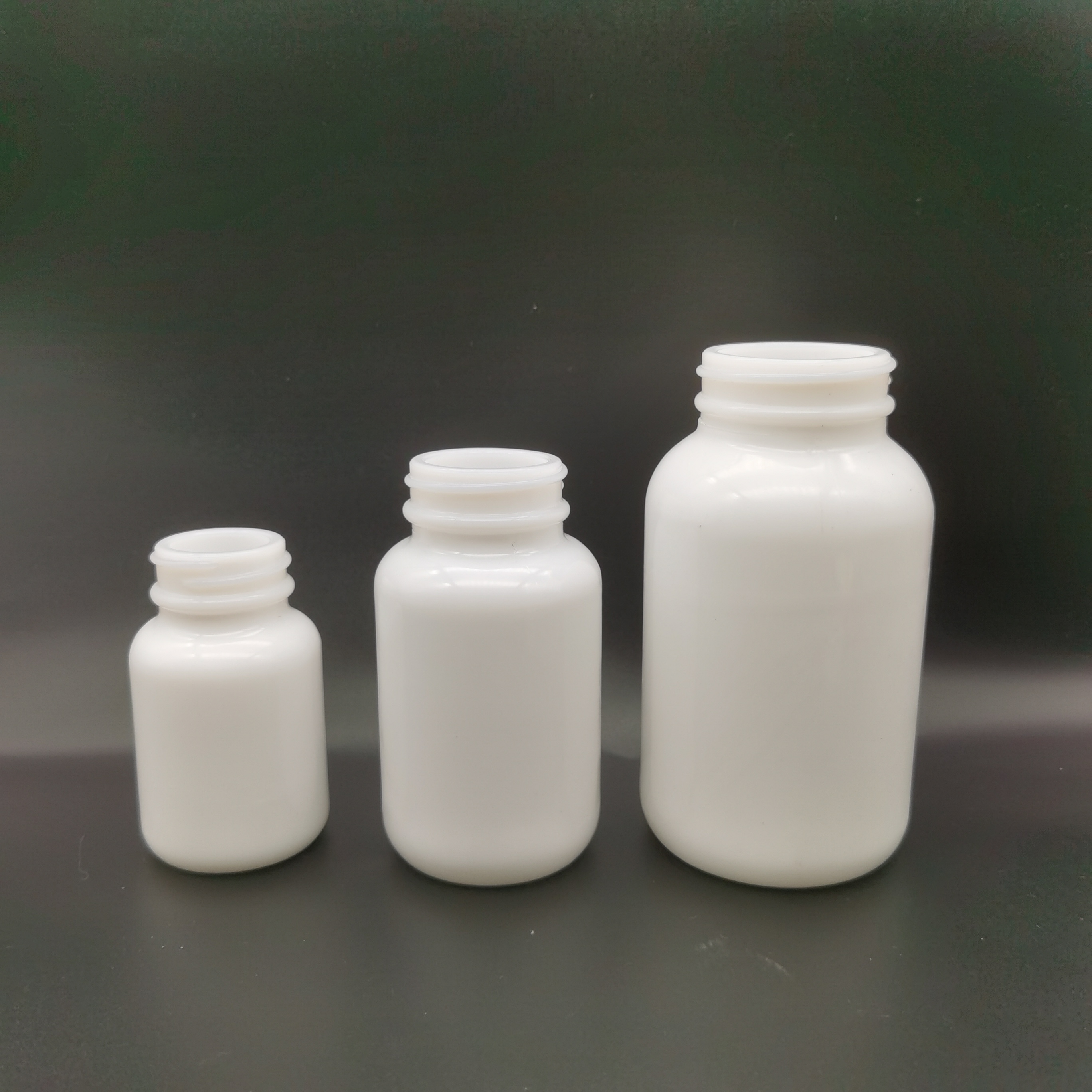 Opal glass white color 60 120 250ml Medicine glass wide mouth pill bottles with Pressure Sensitive Liner
