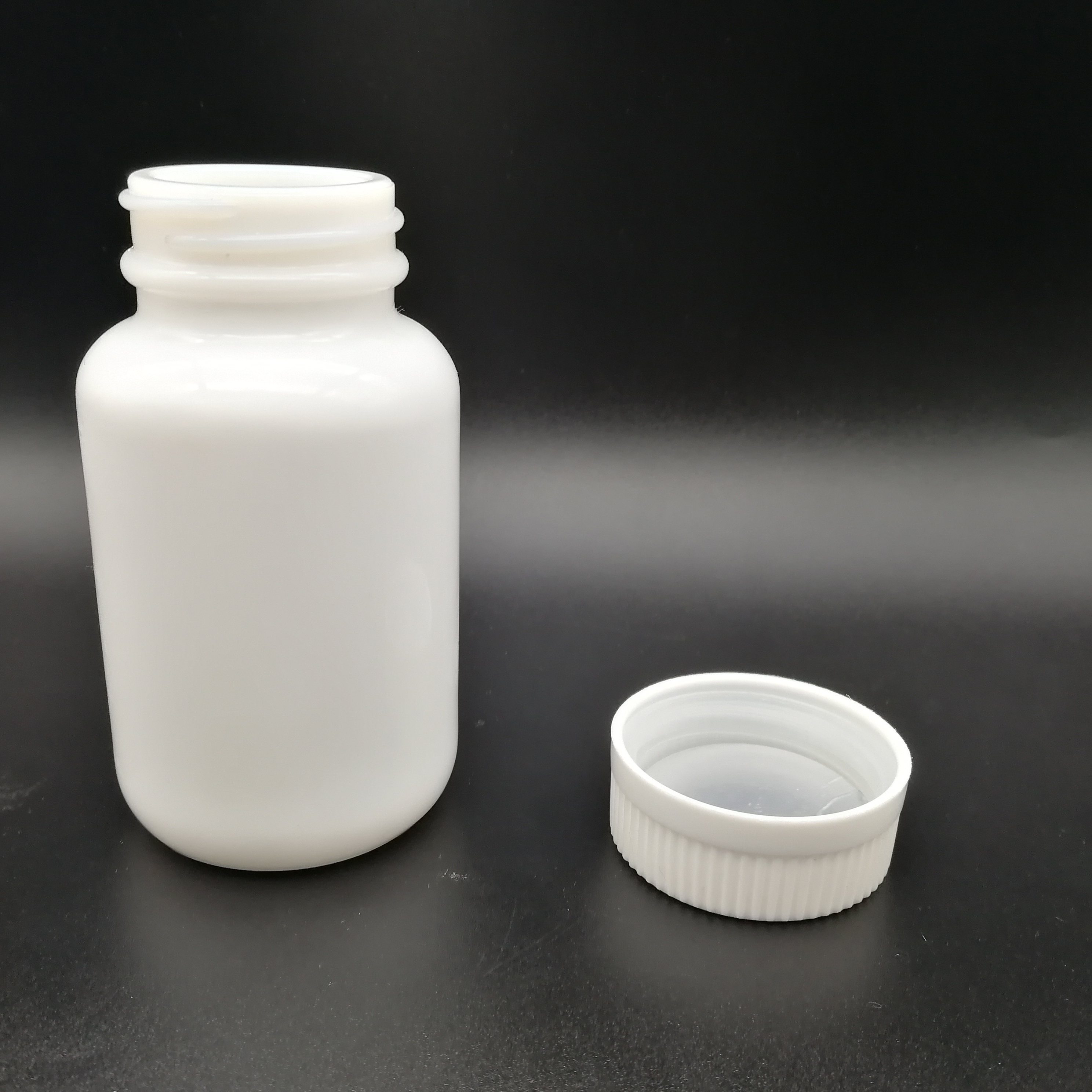 Opal glass white color 60 120 250ml Medicine wide mouth pill bottles with CRC cap
