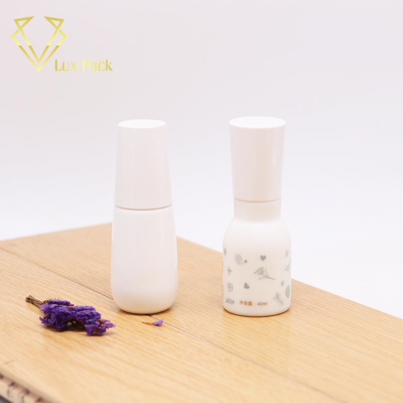 Opal white cosmetic glass jar with ABS lid