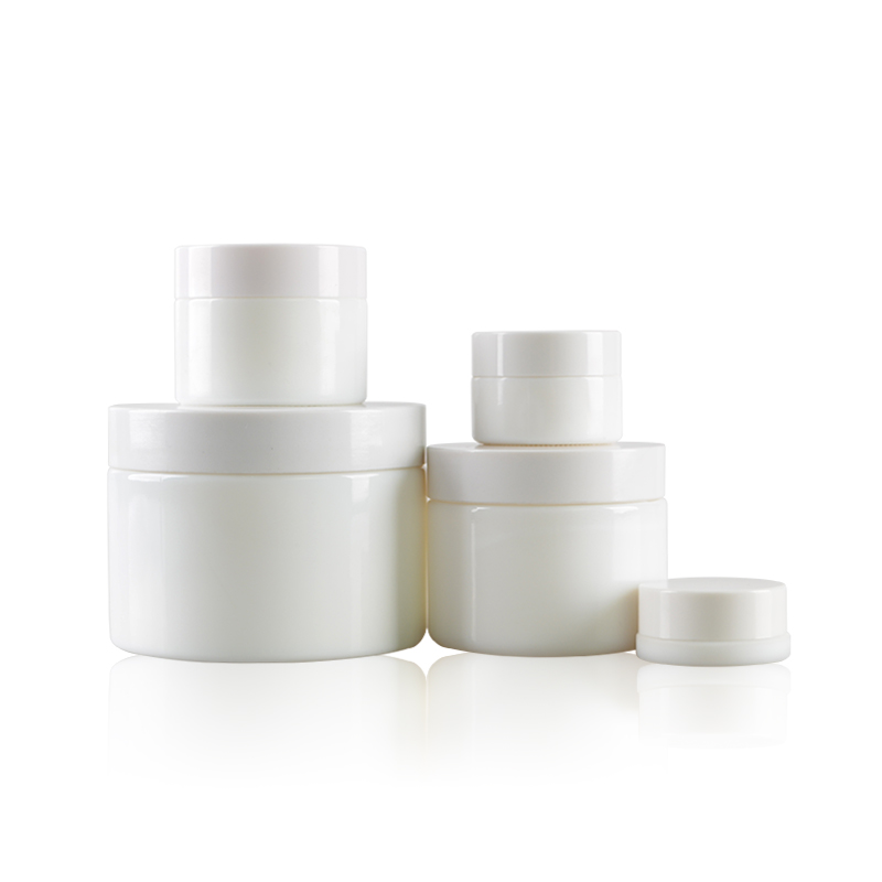 Opal white flat glass cream jar cosmetic glass empty cream jar 50g @ white glass cosmetic jar white lid
