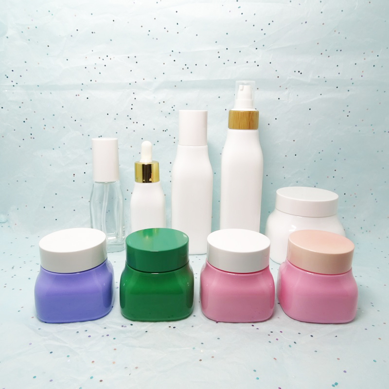 Opal white glass square opaque 50g 150g glass jar with white plastic lid white porcelain cosmetic jar skin care blue pink green