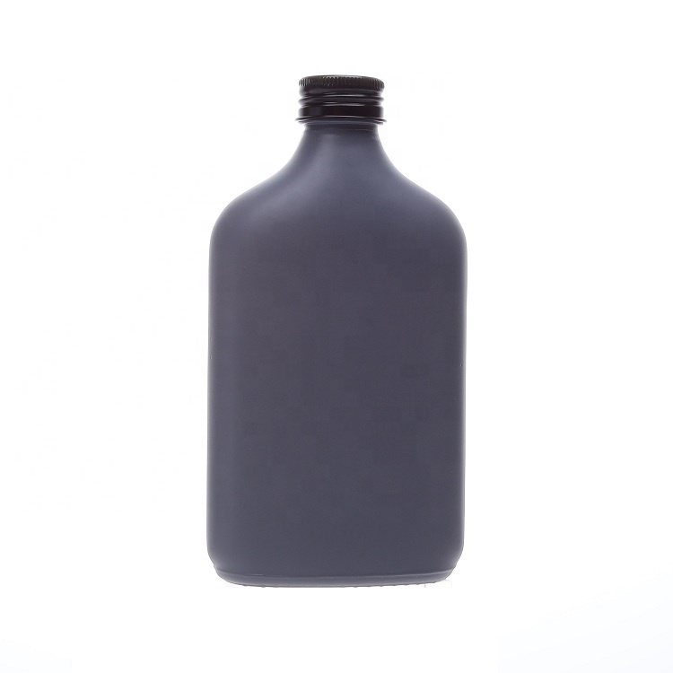 Opaque Custom Color UV Protection 200ml 500ml Flask Glass Coffee Bottle Flat Shaped Bottles With Screw Cap Middle East