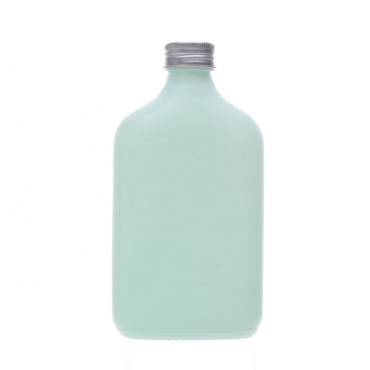 Opaque Custom Color UV Protection 200ml 500ml Flask Glass Coffee Bottle Flat Shaped Bottles With Screw Cap Middle East