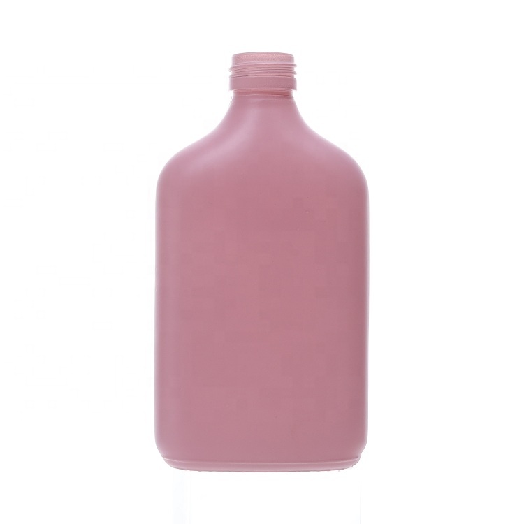 Opaque Custom Color UV Protection 200ml 500ml Flask Glass Coffee Bottle Flat Shaped Bottles With Screw Cap Middle East