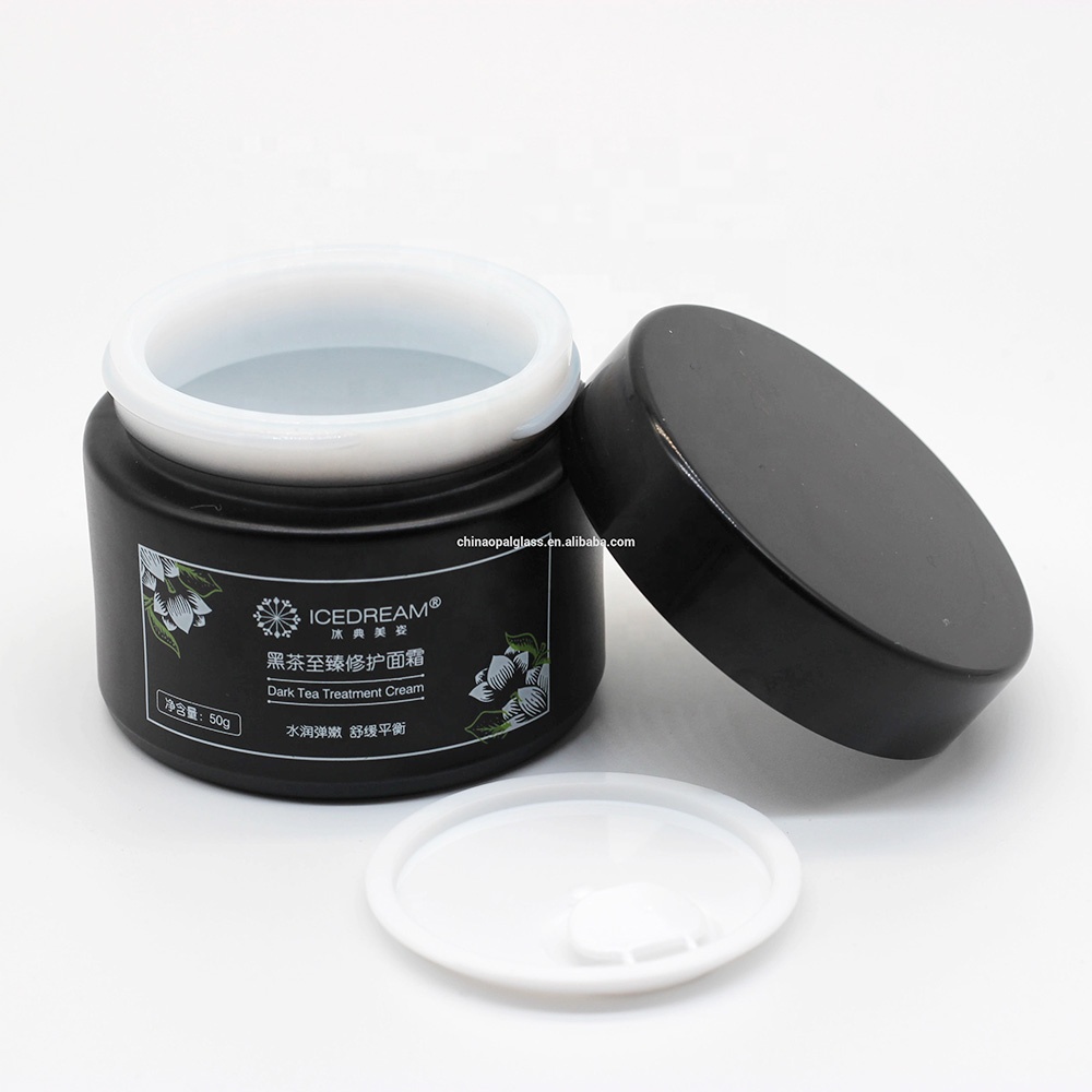 Opaque white glass container for lotion cosmetics packaging