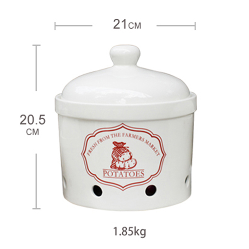 Optional size home goods kitchenware ventilated potato onion garlic ceramic canister food storage jars with lid