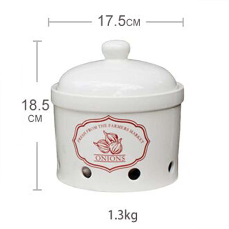 Optional size home goods kitchenware ventilated potato onion garlic ceramic canister food storage jars with lid