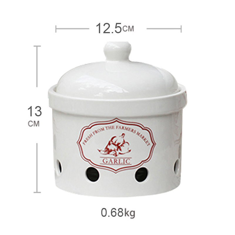 Optional size home goods kitchenware ventilated potato onion garlic ceramic canister food storage jars with lid
