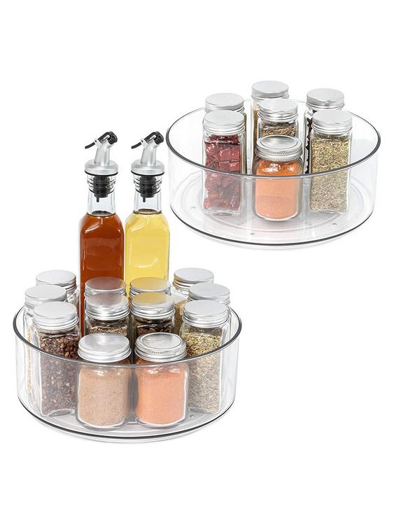 Organize and storage container for cabinet food storage room round plastic transparent rotating turntable