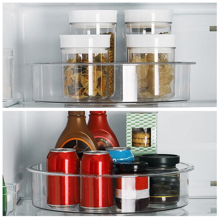 Organize and storage container for cabinet food storage room round plastic transparent rotating turntable